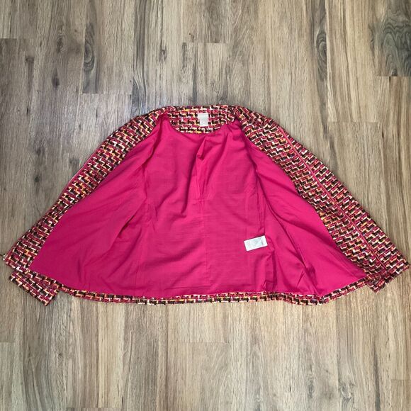 Chicos Jacket Women's Tweed Blazer Full Zip Front Pink Multi Lined Sz 2 US 12/14 - Picture 4 of 9